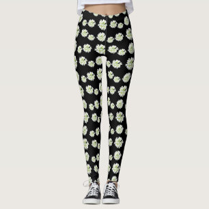 Leggings Polvo de patrón de flores blancas. Legado