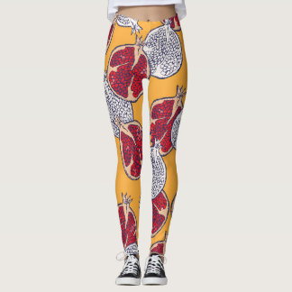 Leggings Pomegranate Drake: Patrón de cosecha artesanal