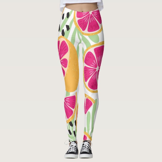 Leggings Pomelo y hojas: Vintage tropical (Anverso)