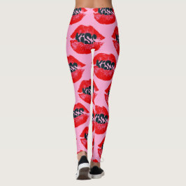 Leggings Pop Art Kiss Lips Repeat