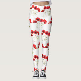 Leggings Poppies floral amapola de verano jardín de fitness