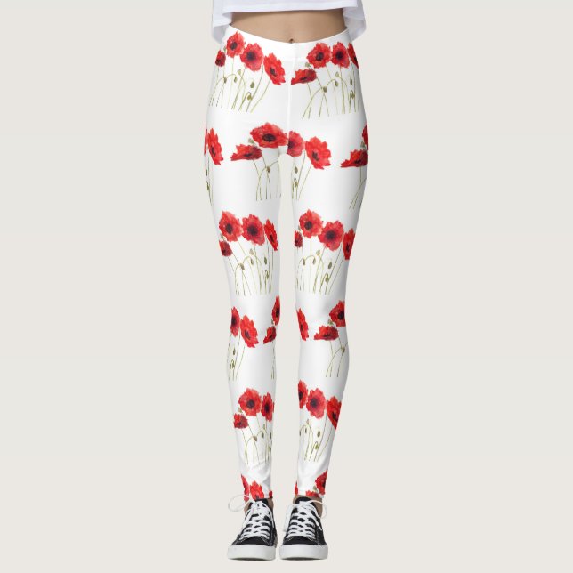 Leggings Poppies floral amapola de verano jardín de fitness (Anverso)