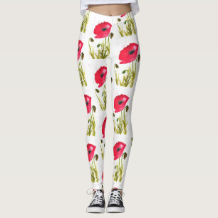 Leggings Poppies Flores rojas de amapola Naturaleza Feminin