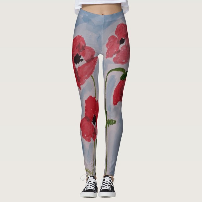 Leggings Poppies rojos salvajes (Anverso)