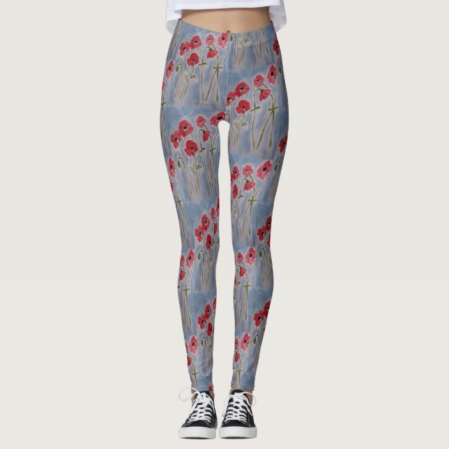 Leggings Poppies rojos salvajes (Anverso)