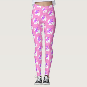 Leggings Popular cheque rosado de perro blanco lindo