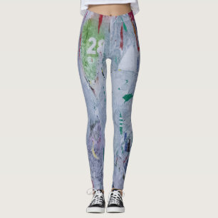 Leggings Posters viejos invierno lucen verde blanco gris ro