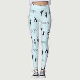 Leggings Posturas de yoga y patrón de texto en azul