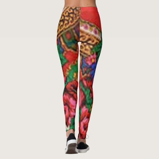 Leggings Potencia de las flores en rojos oscuros y diseño m (Reverso)