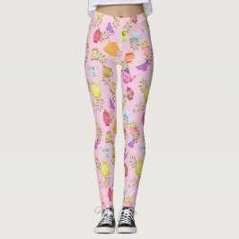 Leggings Potes de té y tazas rosadas