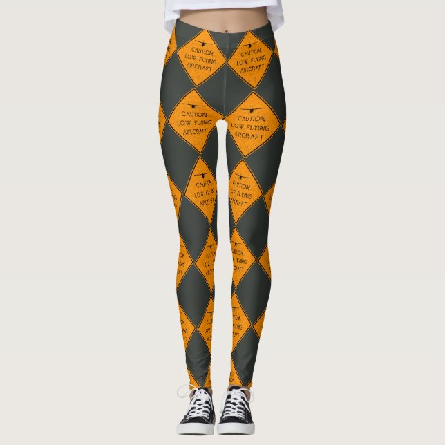 Leggings Precaución ✈️ de aeronaves voladoras bajas (Anverso)