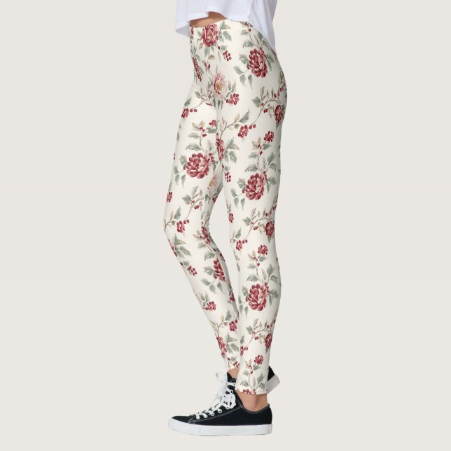 Leggings Precioso floral rojo crema chic (Izquierda)
