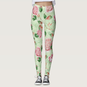 Leggings Precioso floral rosa y verde 