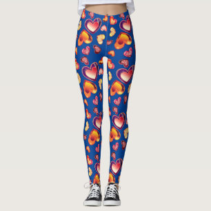 Leggings Precioso Ombre Cuadros Corazones de Hoja Azul Mari