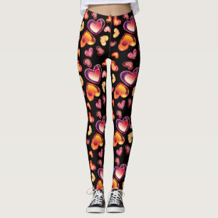 Leggings Precioso Ombre Cuadros Corazones de Hoja Negro
