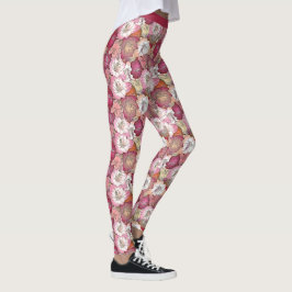 Leggings Precioso Yoga de Flores Florales Rosa Púrpura