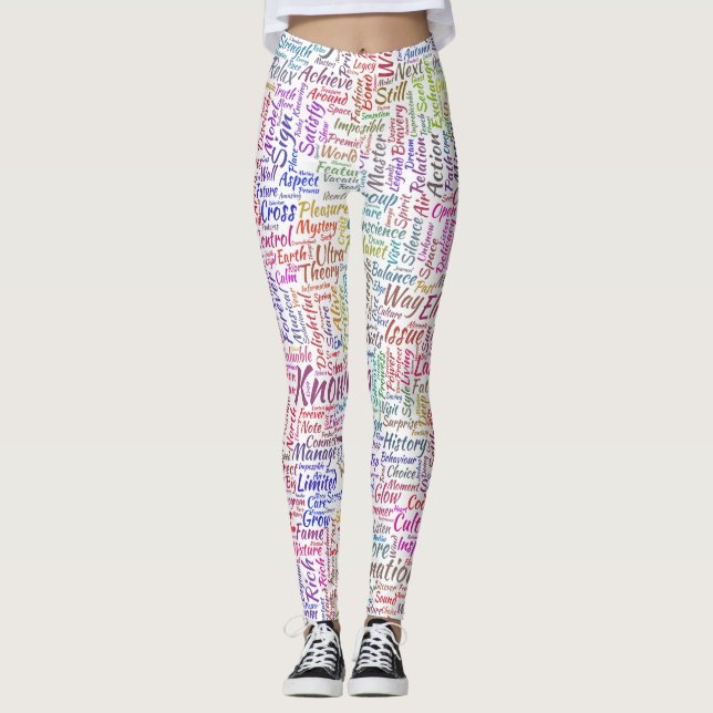 Leggings Pregunta Apprendre Nuage MotssTexte Motif Mensaje (Anverso)