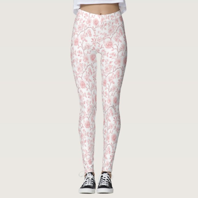 Leggings Pretty Pink Roses Floral (Anverso)