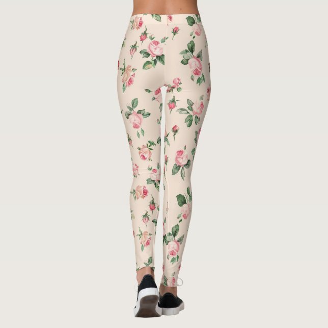 Leggings Pretty Pink Roses Floral (Reverso)