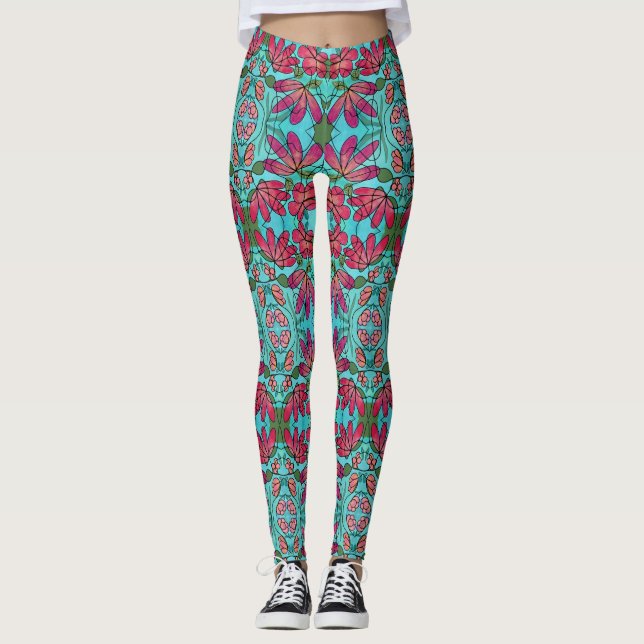 LEGGINGS PRIMAVERA NEUROGRÁFICA FLORES COLORES DE AGUA (Anverso)