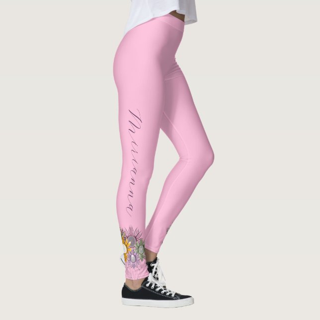 Leggings Primavera rosa moderna verano Pastel Daisy Florals (Derecha)