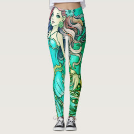 Leggings Princesa Mermaid Steampunk Verde Personalizada Aju