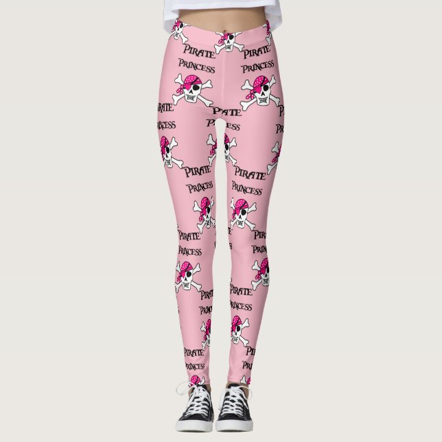 Leggings Princesa pirata con cráneo rosado (Anverso)