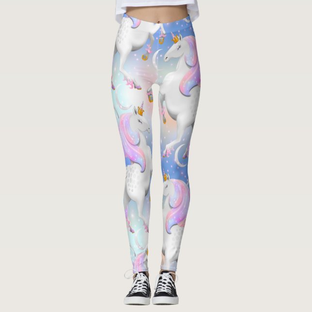 Leggings Princesa Unicornio Rosa y Azul Noche (Anverso)