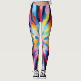 Leggings Prismatic Radiance: Abstract Sunburst Radio Waves