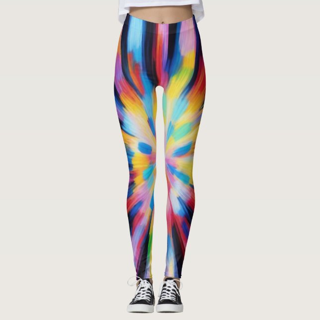 Leggings Prismatic Radiance: Abstract Sunburst Radio Waves  (Anverso)