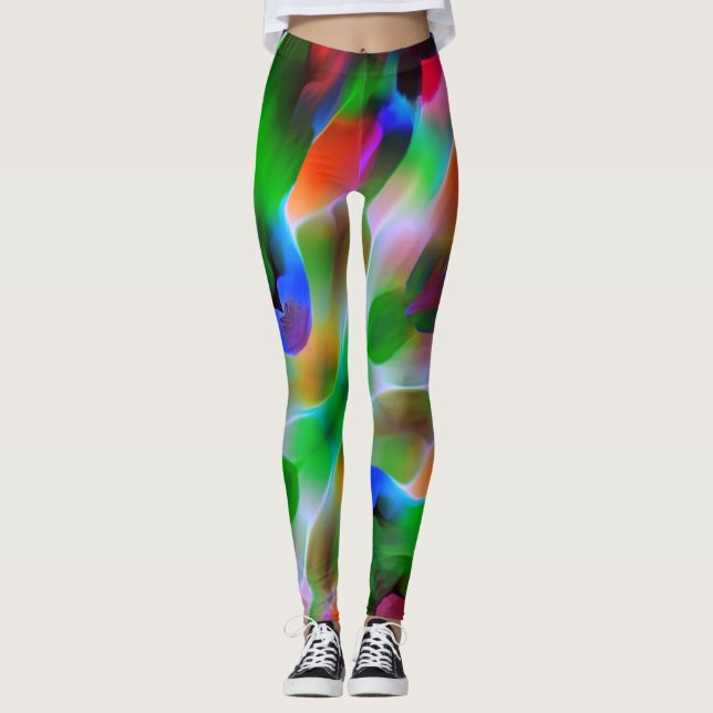Leggings Profundidad y relieve colorido, predomina el verde (Anverso)