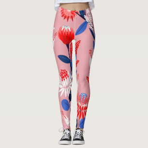 Leggings Protea en auge: patrón de jardín botánico