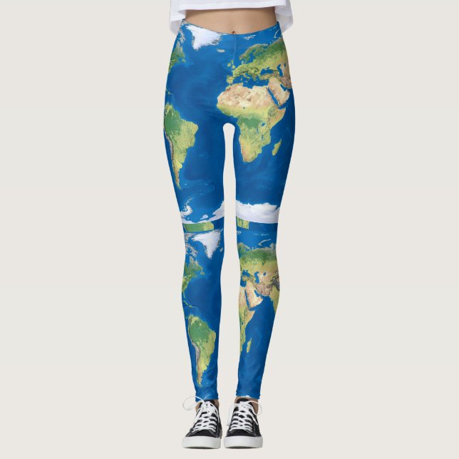 Leggings Proyección de mapas mundiales artísticos (Anverso)