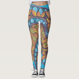 Leggings Psicodelia, doodle art, boho, diseño abstracto