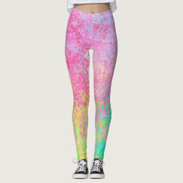 Leggings Psicodelia Fresa Rosa Neon Pastel Resumen