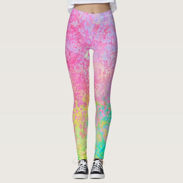 Leggings Psicodelia Fresa Rosa Neon Pastel Resumen (Anverso)