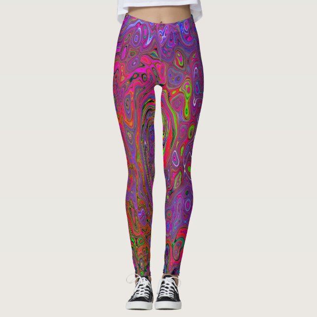 Leggings Psicodelia Groovy Magenta Retro Bañón Líquido (Anverso)