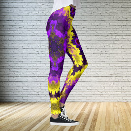 Leggings Psicodelia Mandala Flor Amarillo y Púrpura