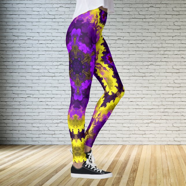 Leggings Psicodelia Mandala Flor Amarillo y Púrpura (Subido por el creador)