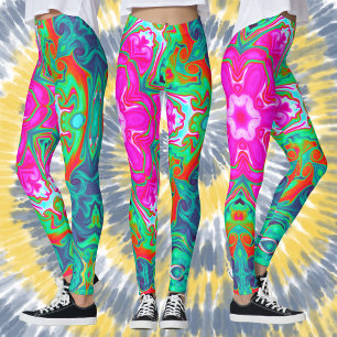 Leggings Psicodelia Mandala Flor Azul Rosa Verde y Rojo