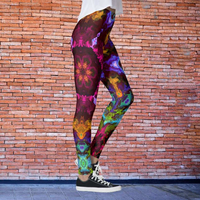 Leggings Psicodelia Mandala Flor Naranja morado y verde (Subido por el creador)