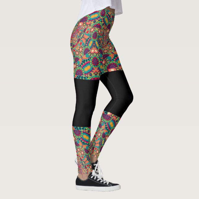 Leggings Psicodelic Millefiori Mandala Leñones de arte Yoga (Derecha)