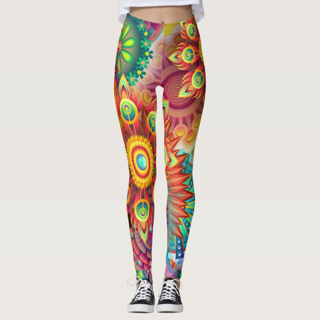 Leggings Psicodélico Floral Hippie Boho Mandala (Anverso)