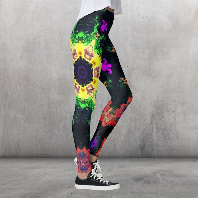 Leggings Psicodélico Mandala flor morado verde y amarillo (Subido por el creador)