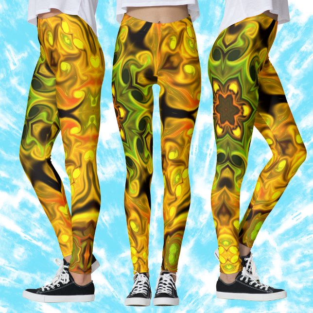 Leggings Psicodélico Mandala Flor Verde y Amarillo (Subido por el creador)