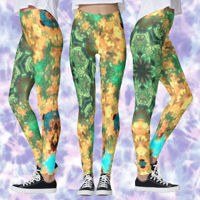 Leggings Psicodélico Mandala Flor Verde y Amarillo (Subido por el creador)