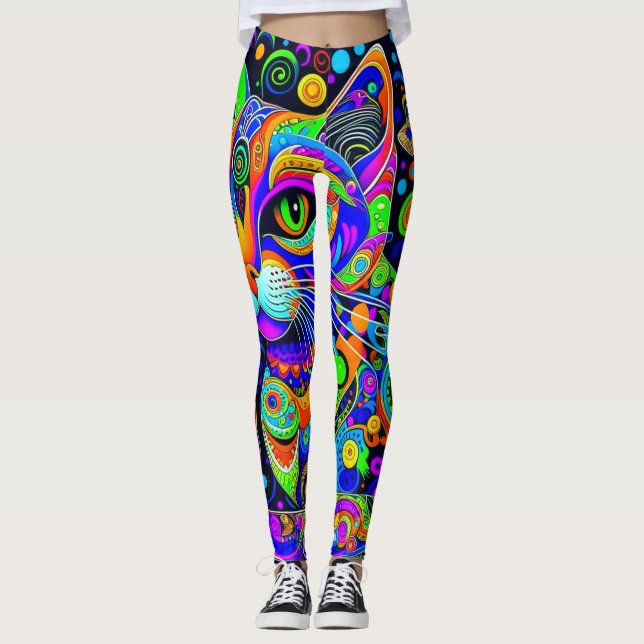 Leggings Psicodélicos Para Gatos De Impresión Comp (Anverso)