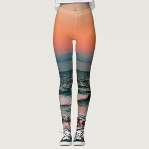 Leggings puesta de sol sobre el mar