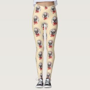 Leggings Pug Con El Equipo De Santa Claus - Navidades 1
