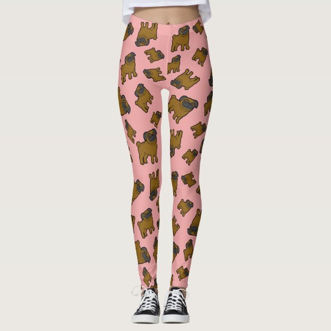 Leggings Pugs #6 Rosa (Anverso)
